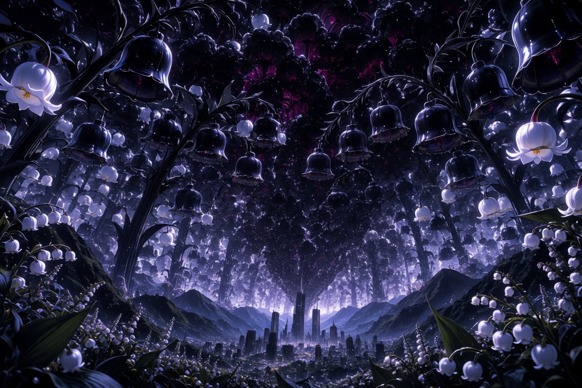 An extreme wide-angle environmental sci-fi fantasy anime shot. The world is completely dominated and swallowed by a majest...