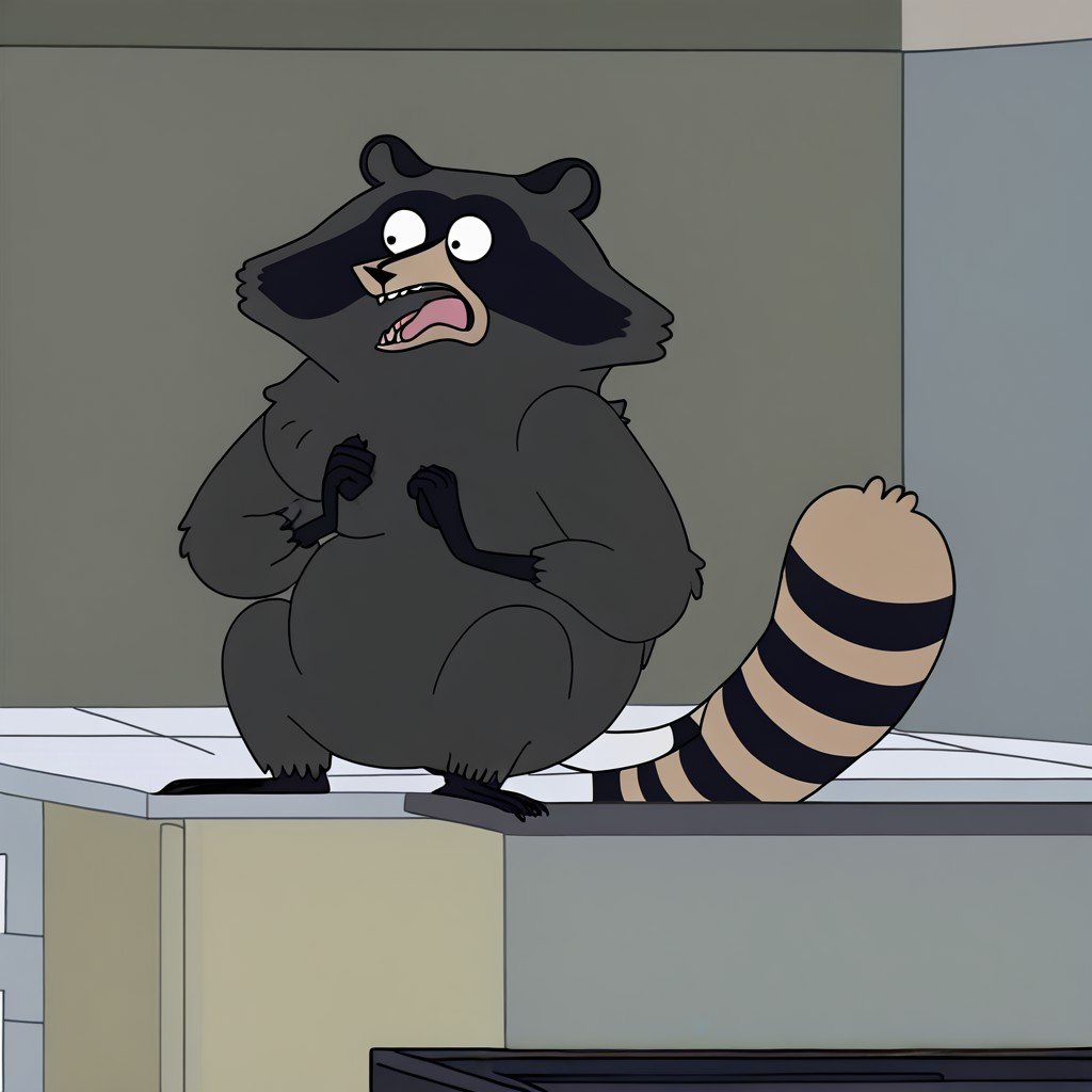 scumbag raccoon,  feral,  solo by Xposing_Organisms on Tensor.Art