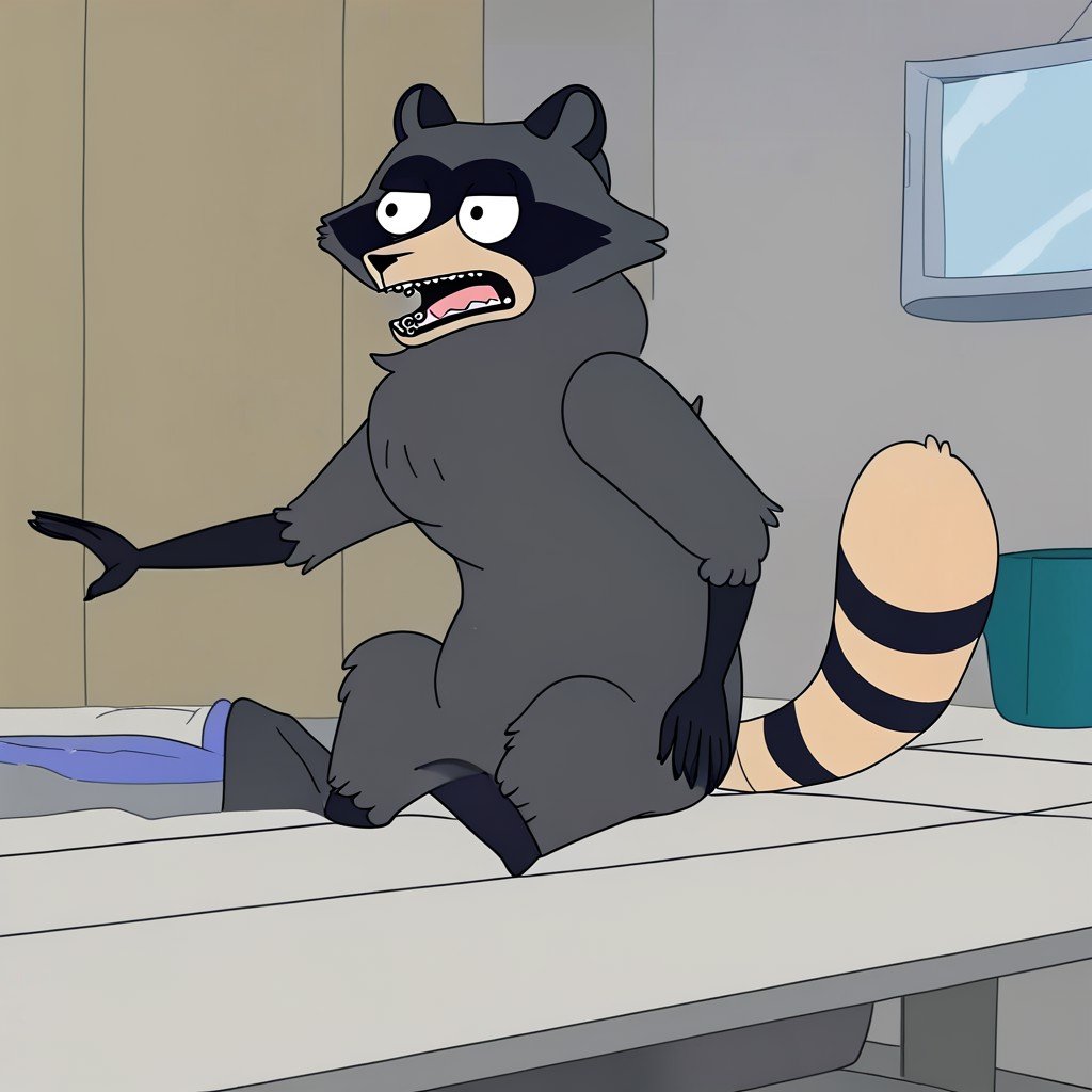 scumbag raccoon,  feral,  solo by Xposing_Organisms on Tensor.Art