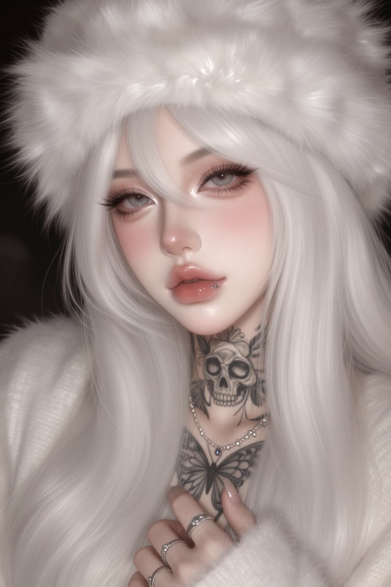 solo,  long hair,  white hair by Nini Nozomi on Tensor.Art