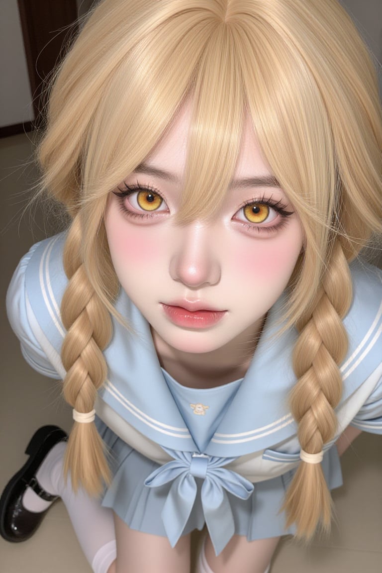 1girl,  solo,  caramel blonde twin braids by popuko on Tensor.Art