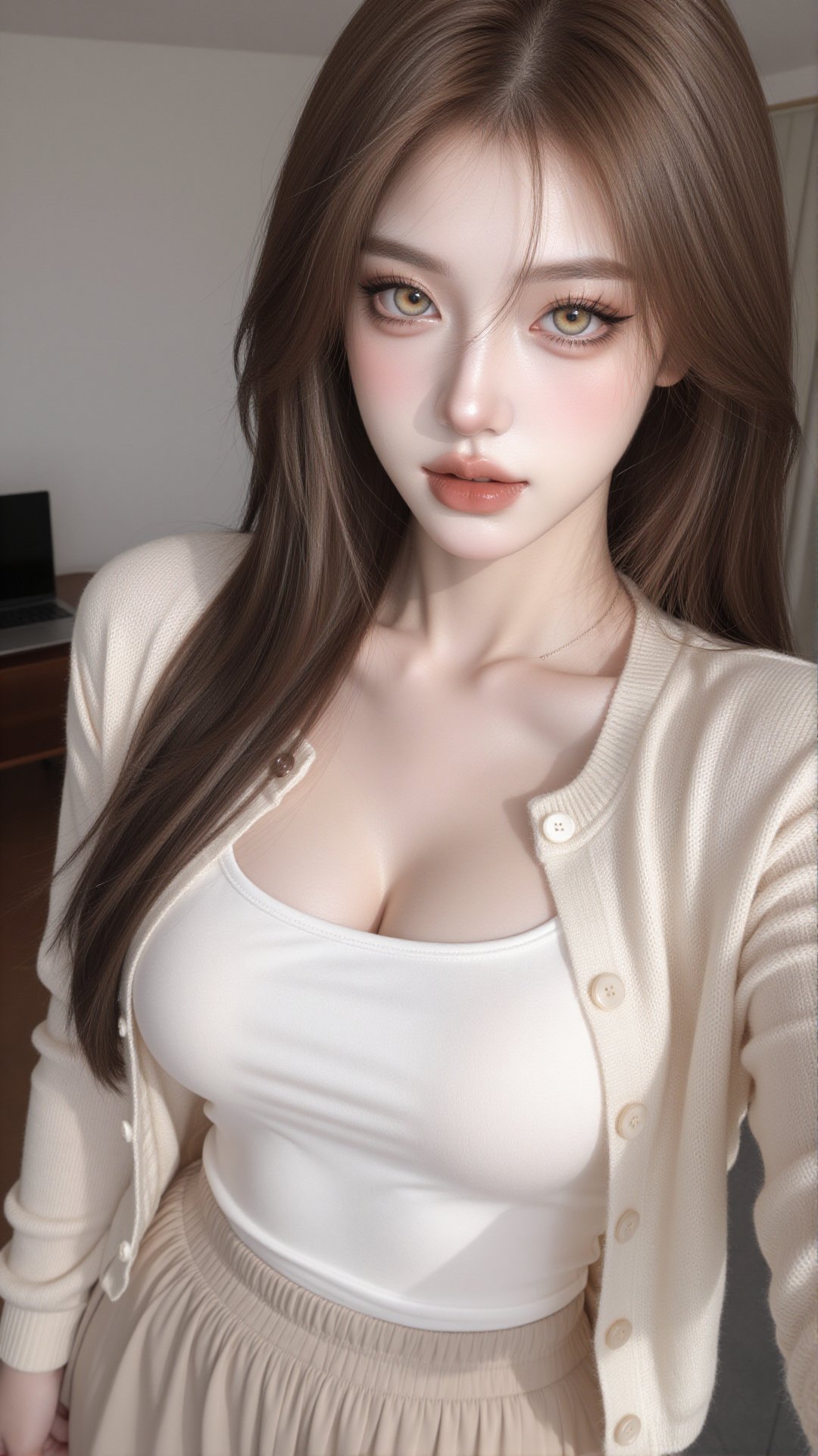 1girl,  solo,  medium ash brown straight hair by popuko on Tensor.Art