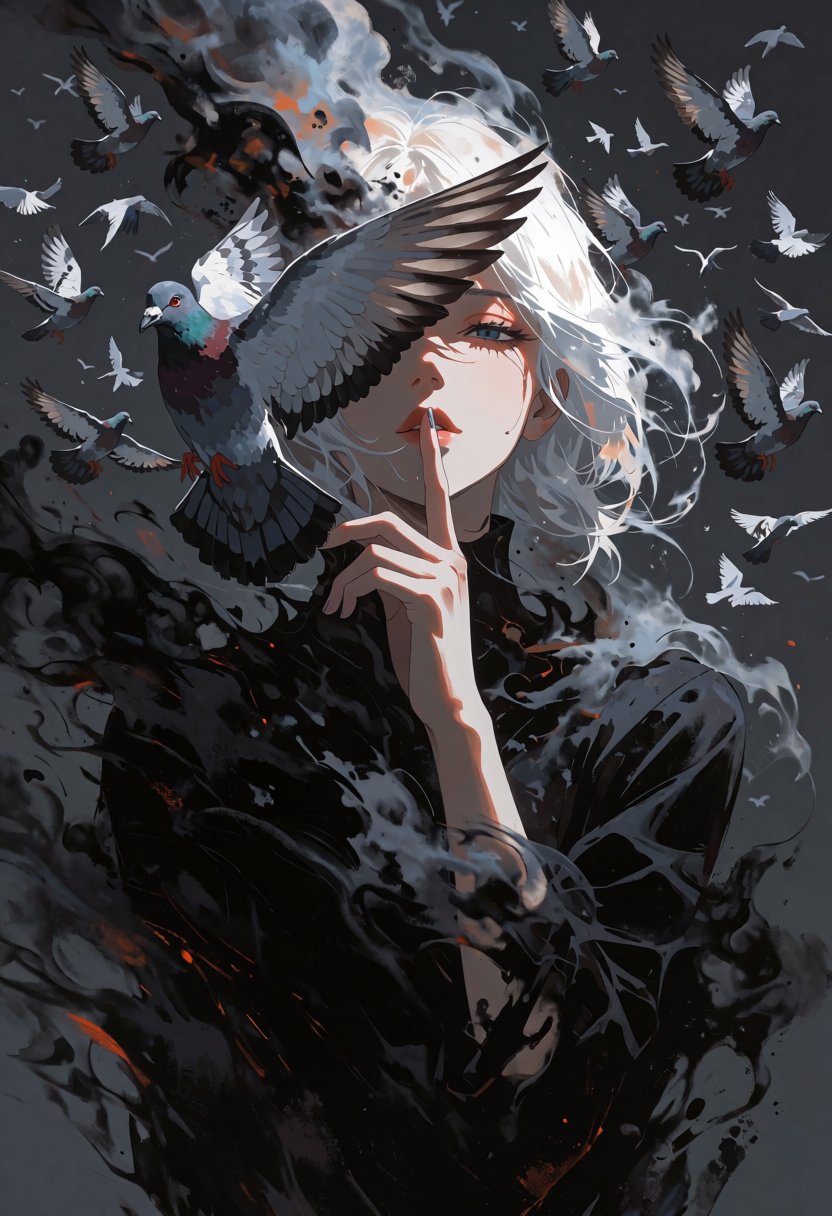 Anime cinematic Acrylic style painting that is expressive,  gives it a dynamic and emotional quality. Anime art of a styli...