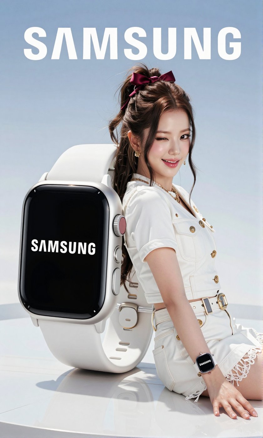 A Real-Life Photo of the Korean Beauty,  BLACKPINK's Jisoo In this minimalist advertisement,  an oversized white "SAMSUNG"...