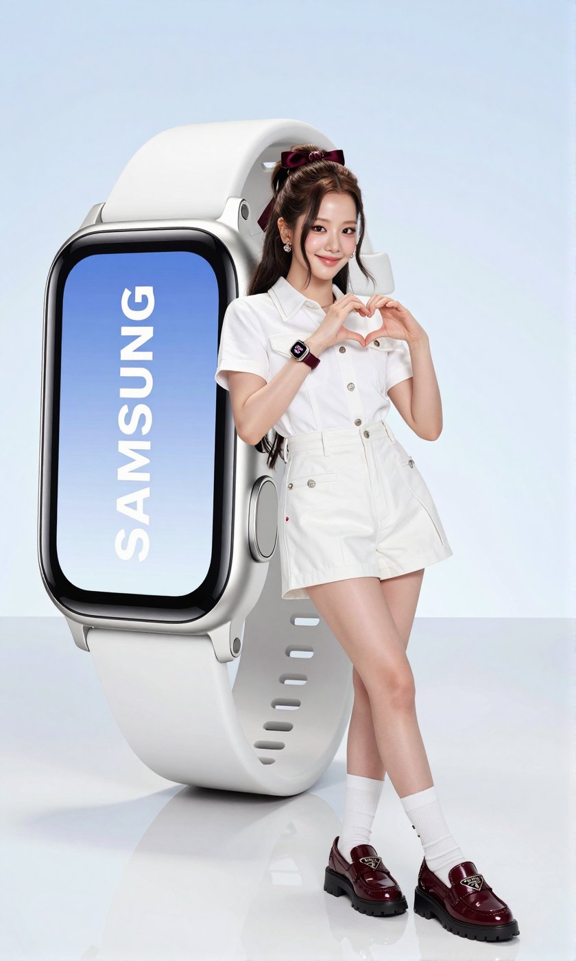 A Real-Life Photo of the Korean Beauty,  BLACKPINK's Jisoo In this minimalist advertisement,  an oversized white "SAMSUNG"...