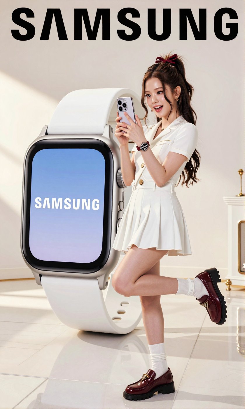 A Real-Life Photo of the Korean Beauty,  BLACKPINK's Jisoo In this minimalist advertisement,  an oversized white "SAMSUNG"...