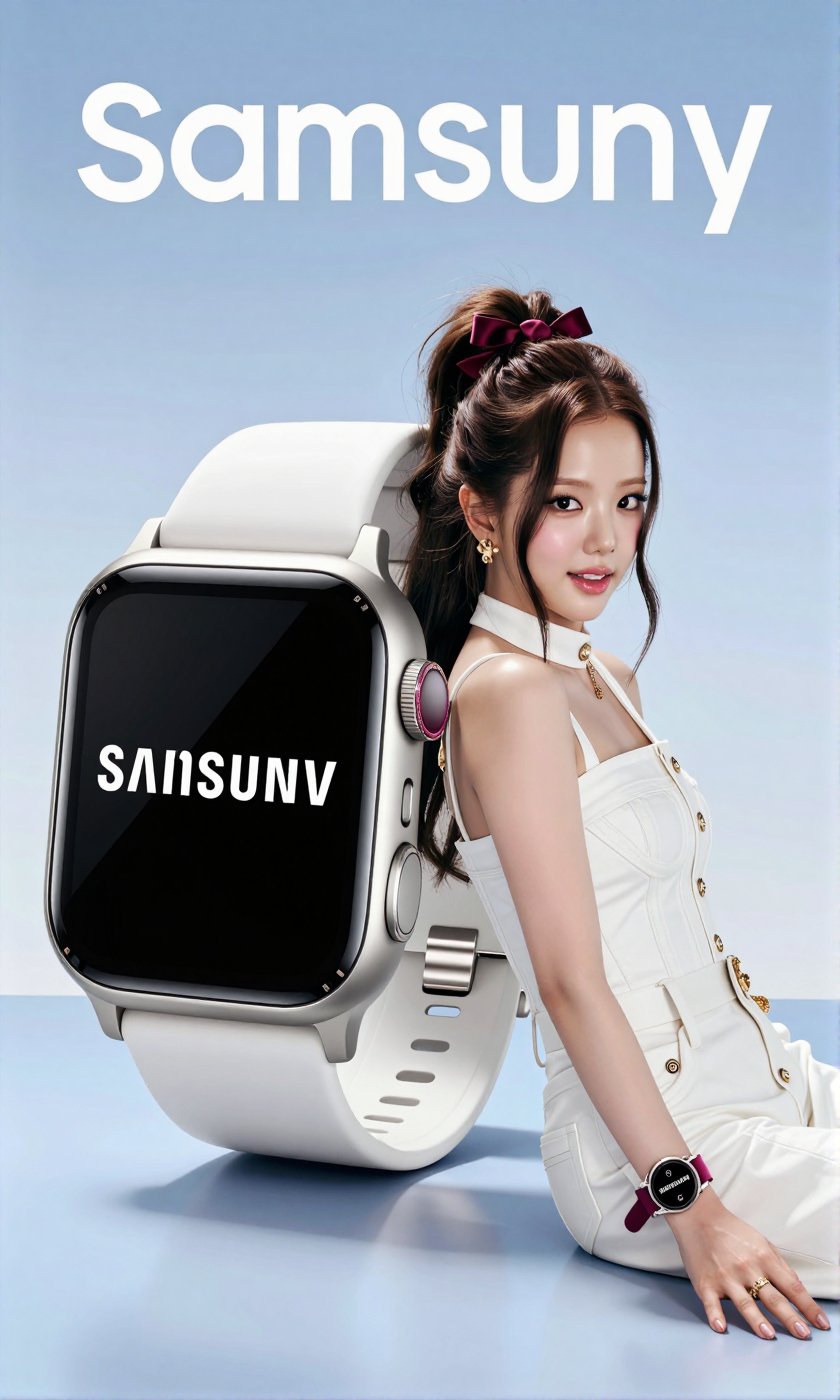 A Real-Life Photo of the Korean Beauty,  BLACKPINK's Jisoo In this minimalist advertisement,  an oversized white "Samsung"...