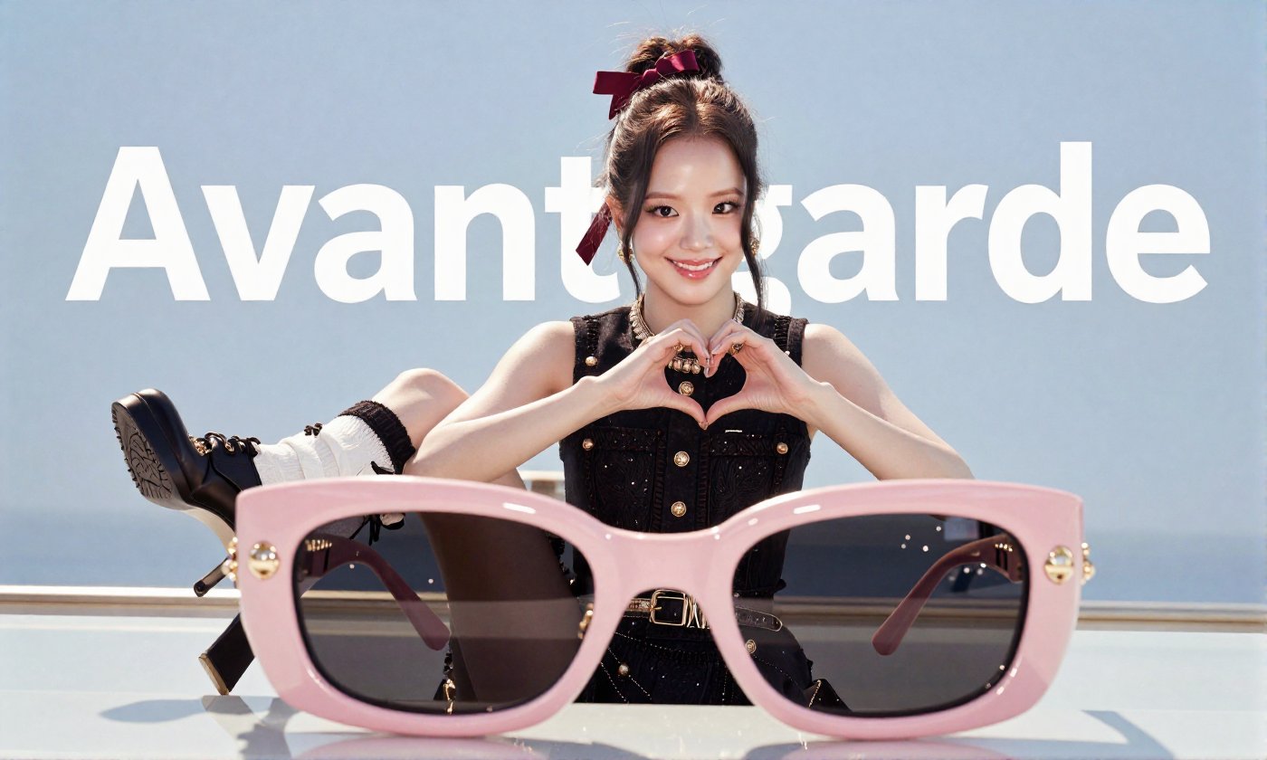 A Real-Life Photo of the Korean Beauty,  BLACKPINK's Jisoo An avant-garde fashion advertisement featuring oversized futuri...