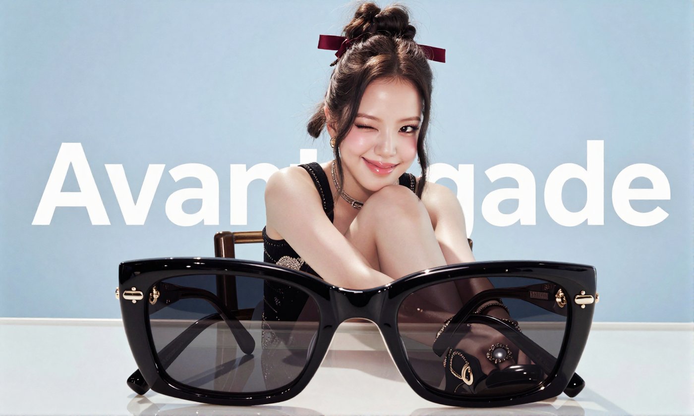 A Real-Life Photo of the Korean Beauty,  BLACKPINK's Jisoo An avant-garde fashion advertisement featuring oversized futuri...