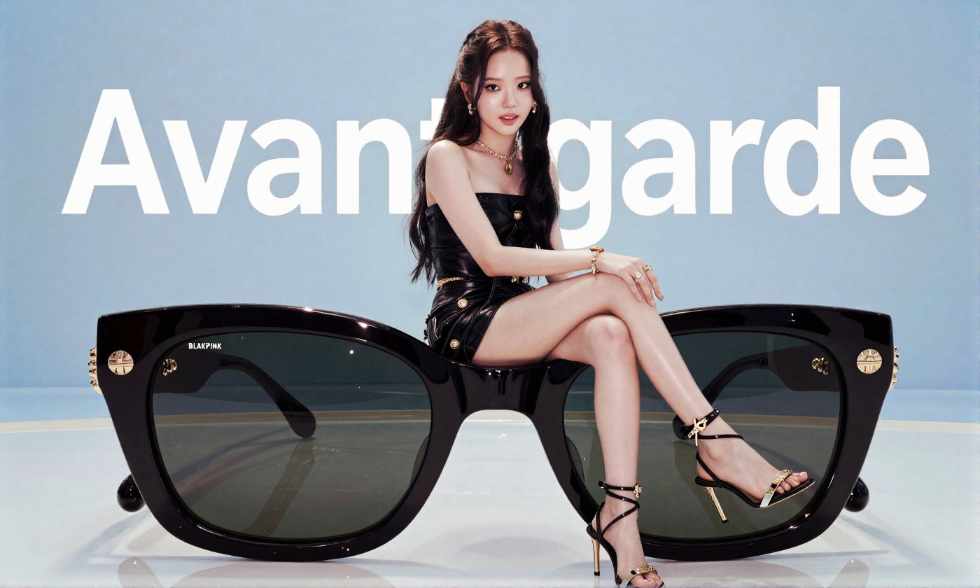 A Real-Life Photo of the Korean Beauty,  BLACKPINK's Jisoo An avant-garde fashion advertisement featuring oversized futuri...