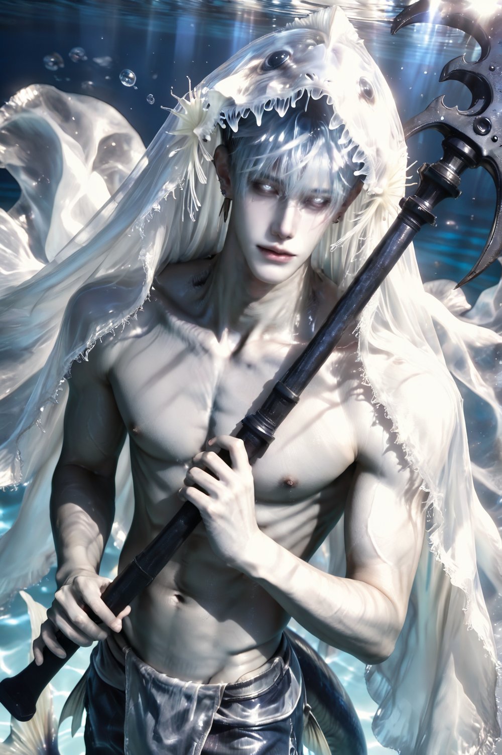((Below is a large blue mermaid tail)),  Sharp facial features,  sharp 4K image by 𝗠𝗢𝗡ҳ̸ҳ̸ҳ̸ on Tensor.Art