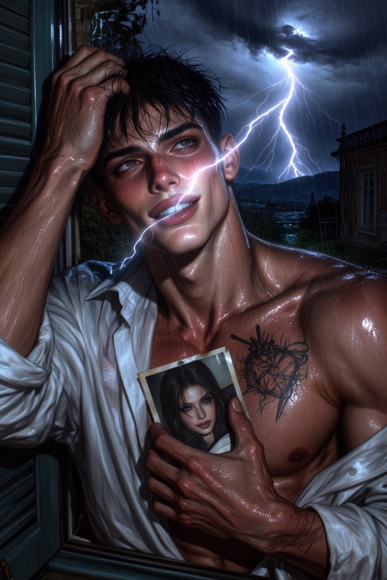 Tox1c1ty,  semi-closeup chest-up shot of a ridiculously handsome young Italian mafia stalker in his mid-twenties,  standin...