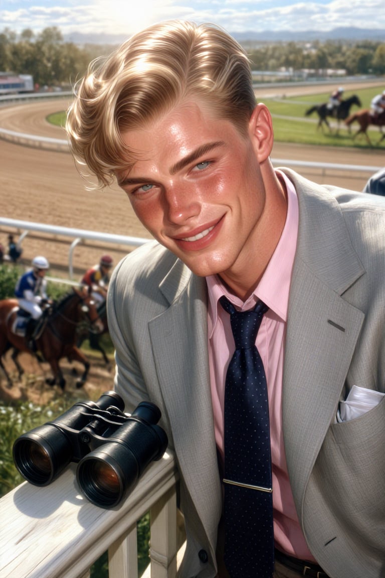 Sunsh1ne,  semi-closeup chest-up shot of a dashing young man with an oval face,  a defined jawline by della🎀 on Tensor.Art