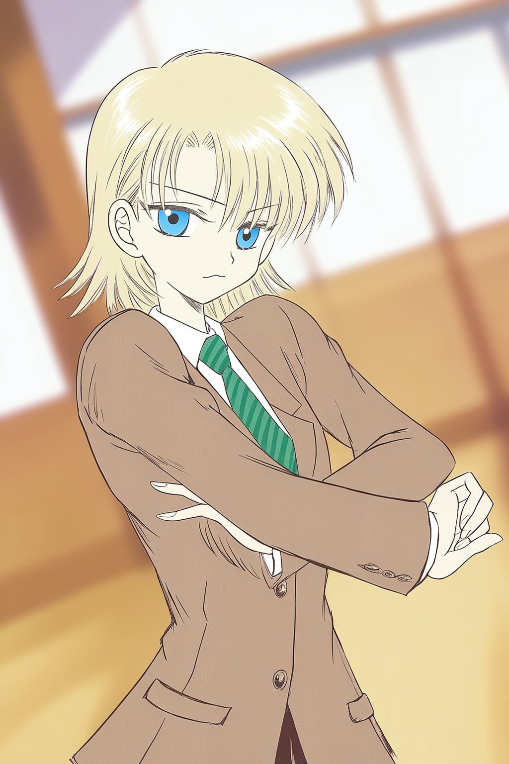 (BlackDogArt),  depth of field,  1girl with blonde hair and blue eyes in a cute solo pose by MasteRaccoonMan on Tensor.Art