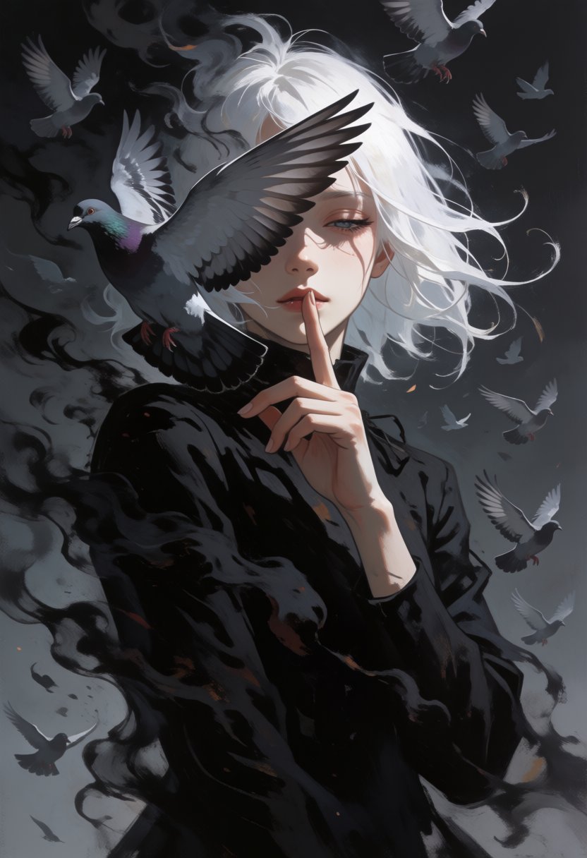 Anime cinematic Acrylic style painting that is expressive,  gives it a dynamic and emotional quality. Anime art of a styli...