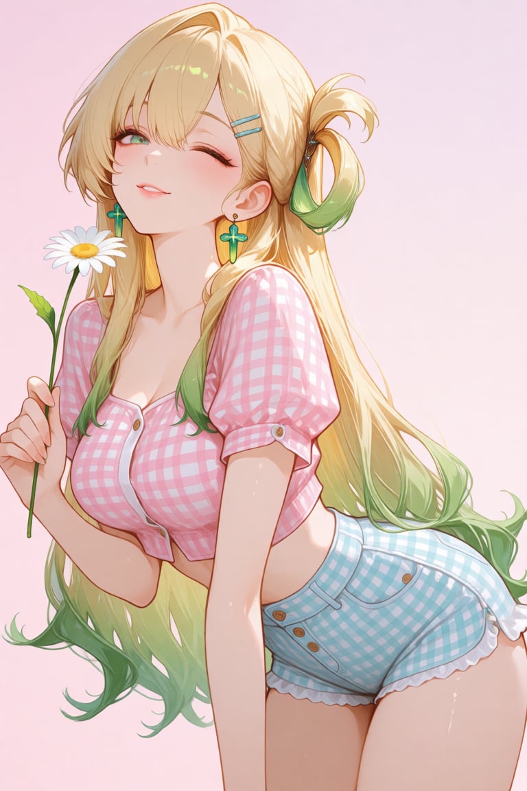 DQ,  this is a digital anime-style illustration featuring a young woman with long,  flowing blonde hair that transitions t...
