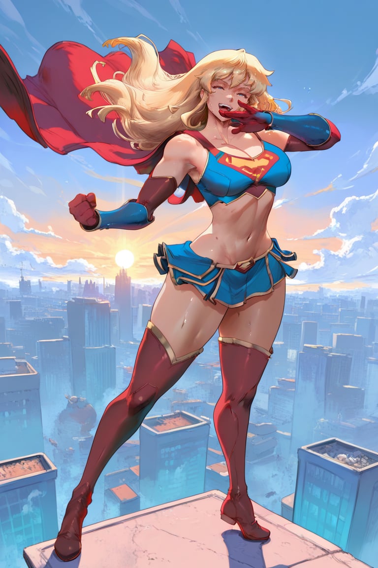 Super Girl Ame,  Blonde Hair,  Blue Eyes by san on Tensor.Art