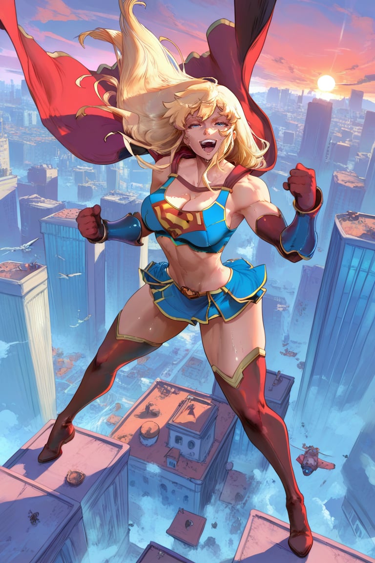 Super Girl Ame,  Blonde Hair,  Blue Eyes by san on Tensor.Art