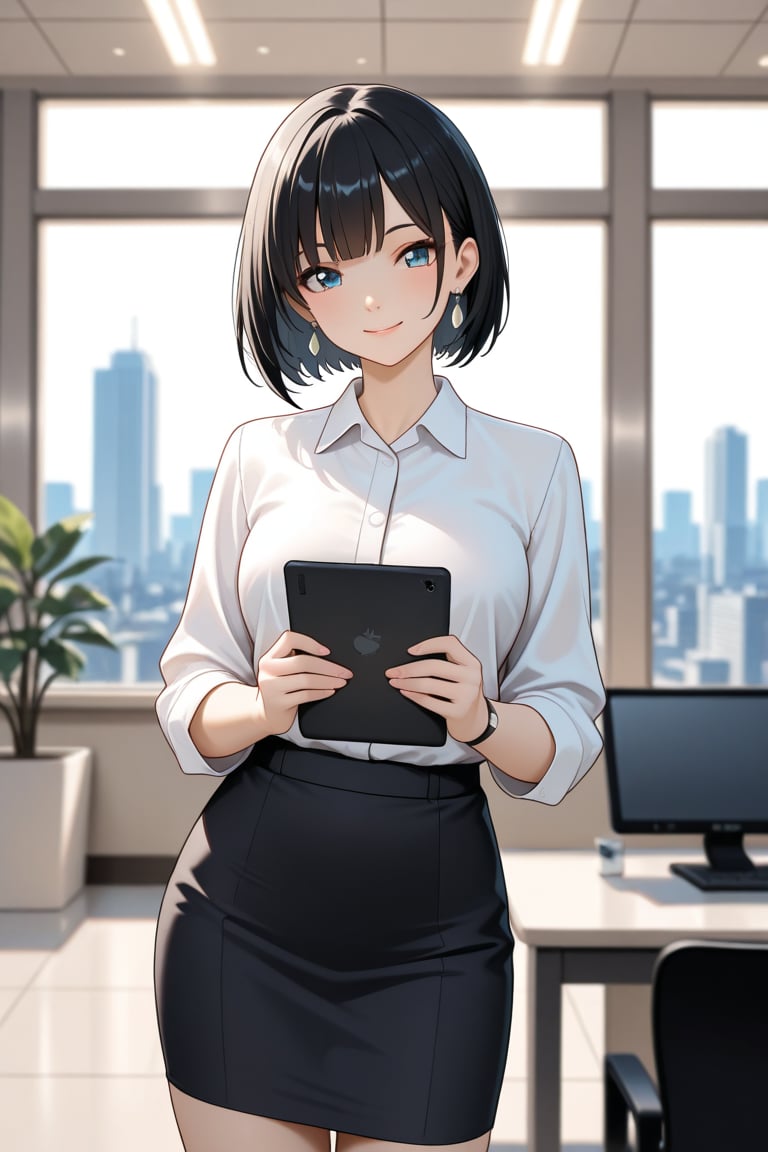 Anime-style office lady,  medium shot,  front-facing pose by OGMustard on Tensor.Art