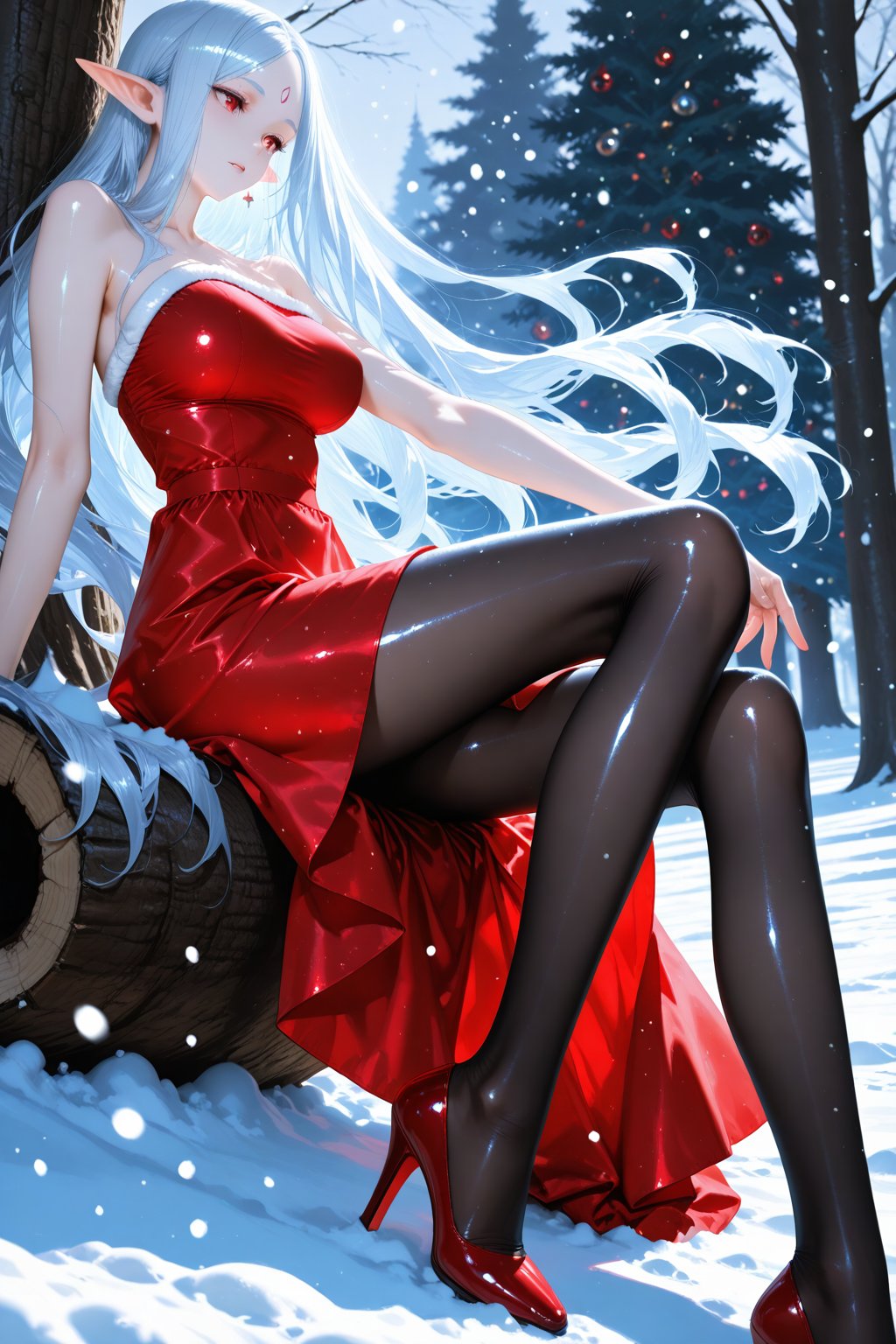black pantyhose,  1girl,  long flowing hair by ikun on Tensor.Art