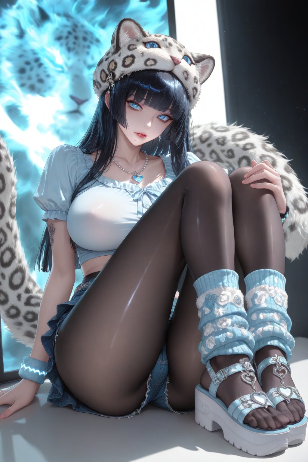 black pantyhose,  (shiny pantyhose), by 月老板 on Tensor.Art