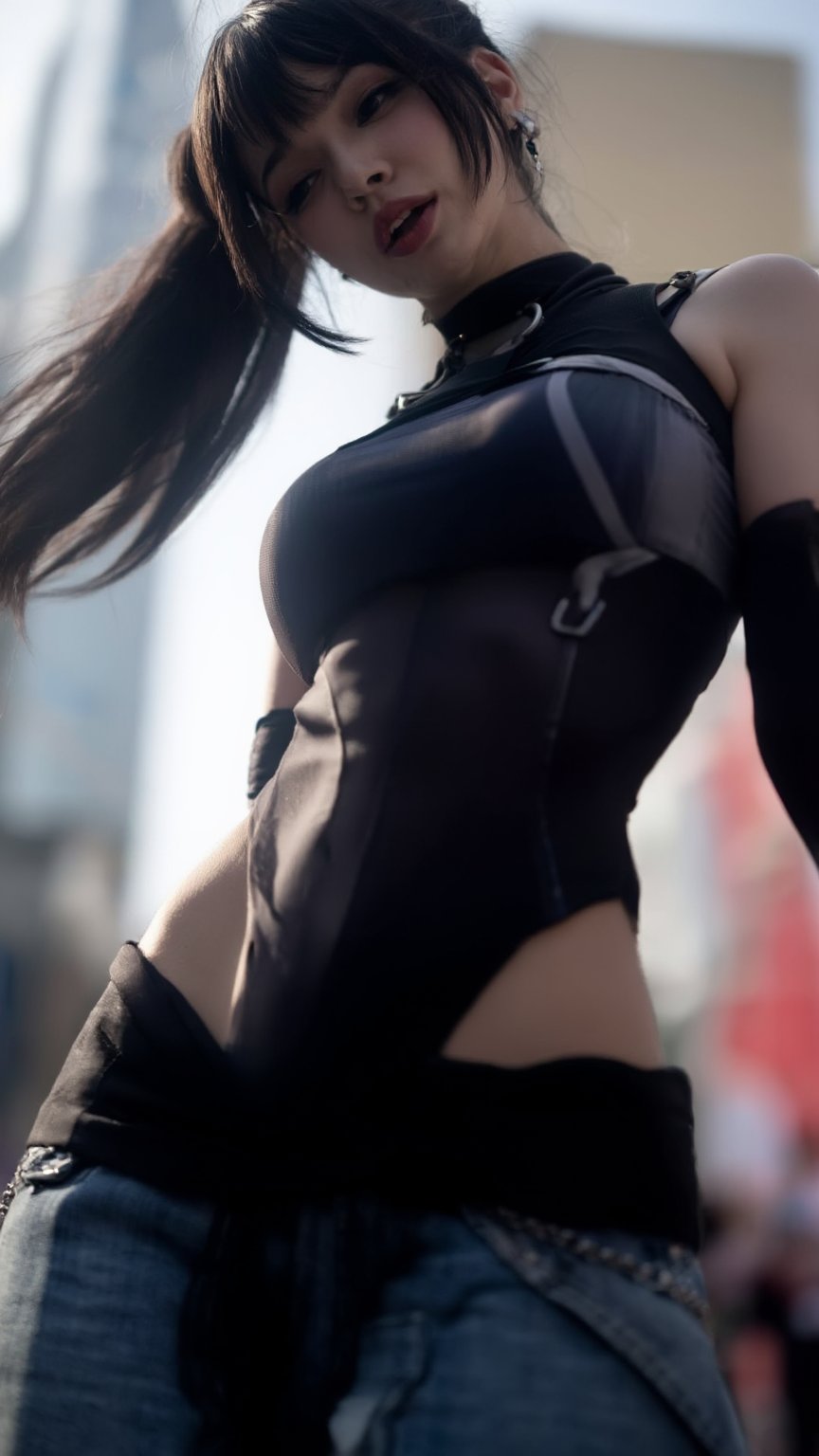 Ultra-realistic fashion campaign,  low-angle shot,  European woman ponytail by LoRa Factory on Tensor.Art