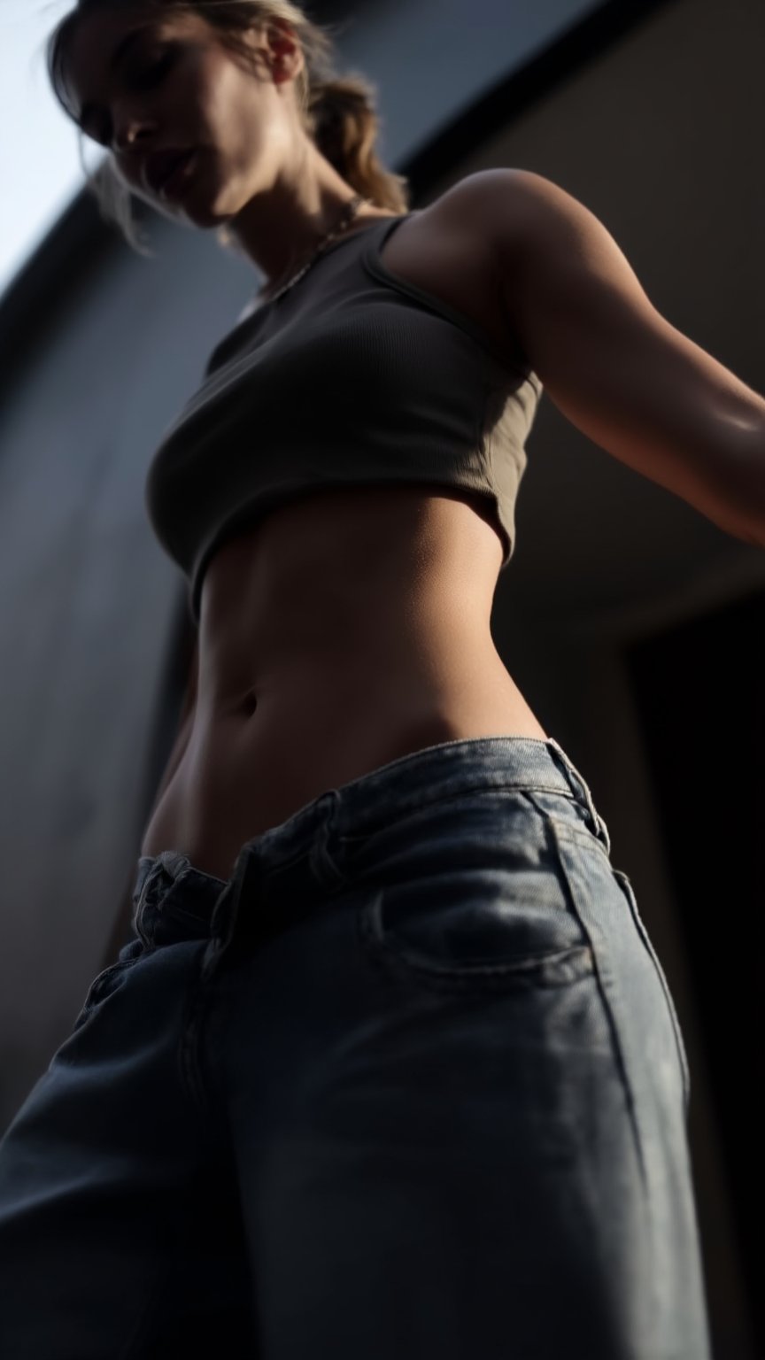 Ultra-realistic fashion campaign,  low-angle shot,  European woman ponytail by LoRa Factory on Tensor.Art