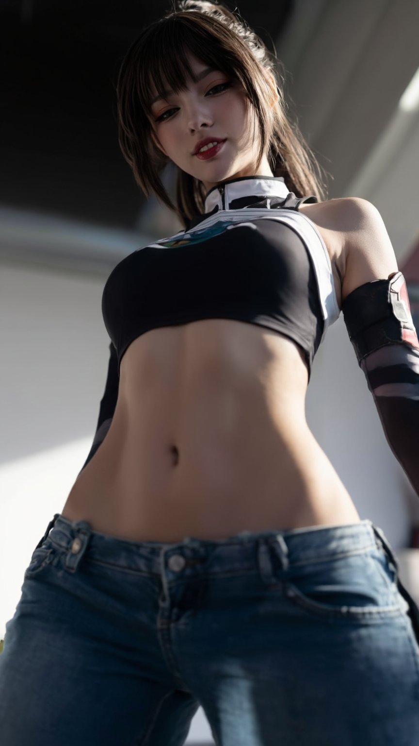 Ultra-realistic fashion campaign,  low-angle shot,  European woman ponytail by LoRa Factory on Tensor.Art