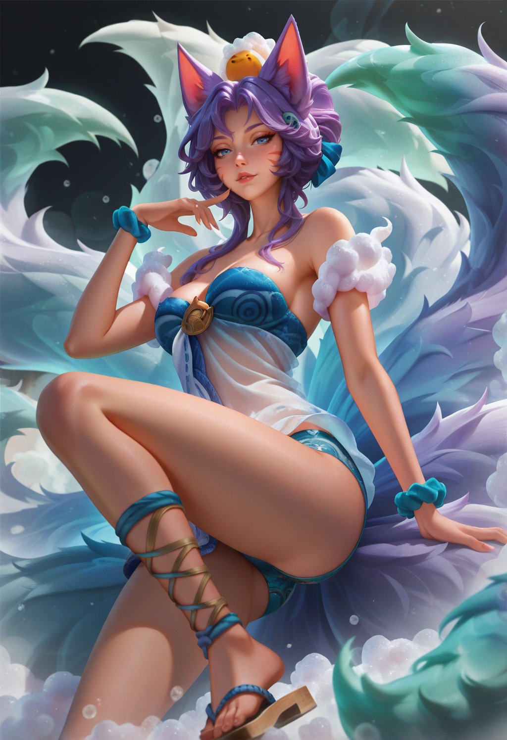 ahrisbs,  purple hair,  single hair bun by cs12345 on Tensor.Art