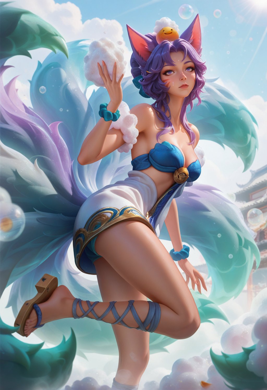 ahrisbs,  purple hair,  single hair bun by cs12345 on Tensor.Art