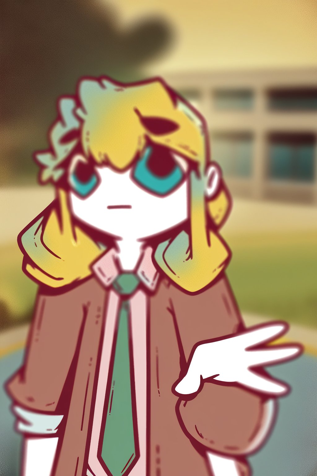 (FlashbacksArt),  depth of field,  1girl with blonde hair and blue eyes in a cute solo pose by MasteRaccoonMan on Tensor.Art