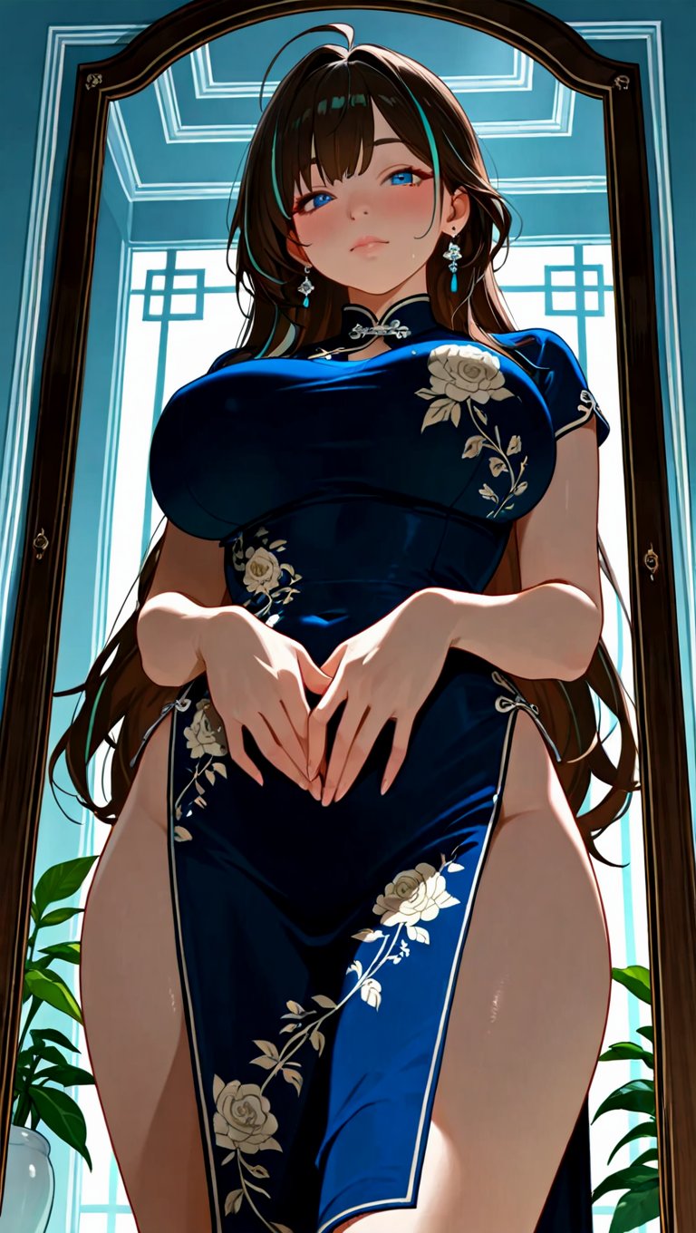 1girl,  solo,  (portrait of a girl in a botanical china dress) by DjM_ on Tensor.Art