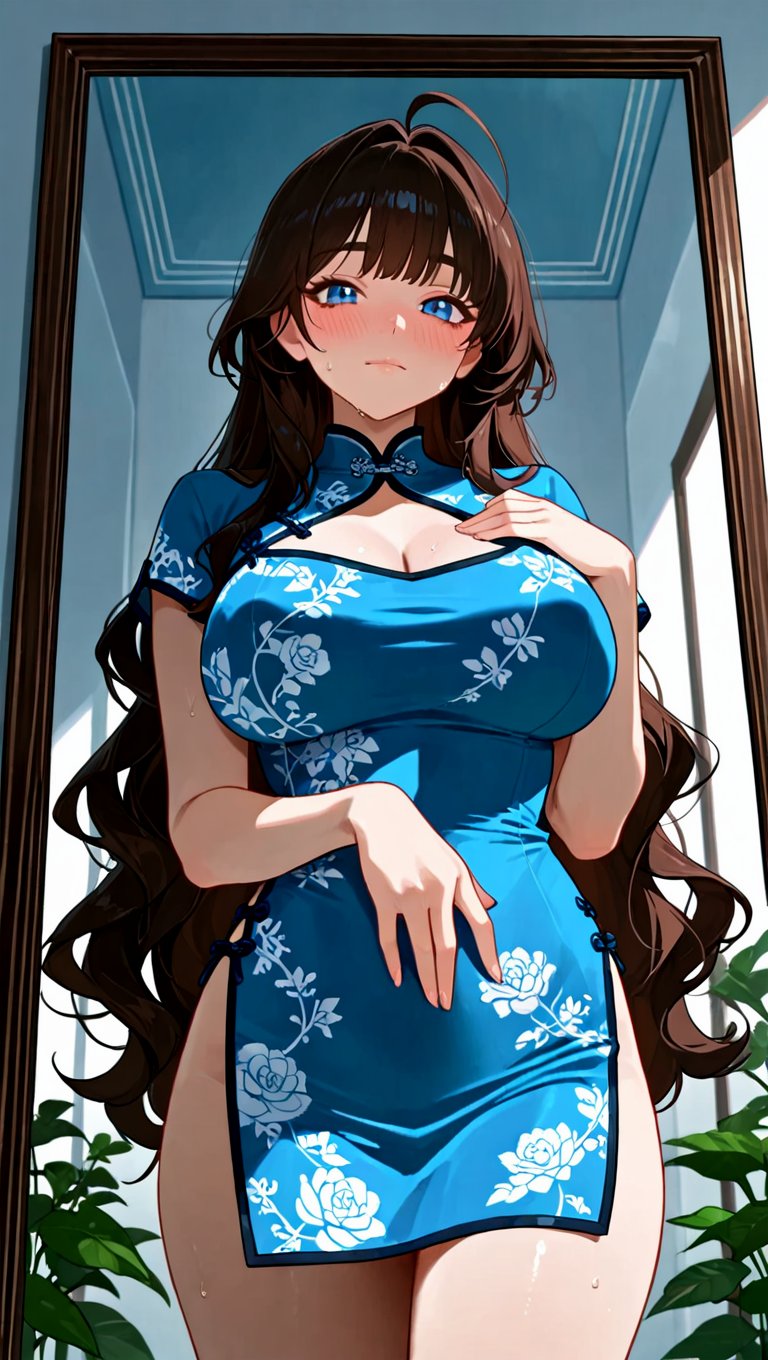 1girl,  solo,  (luxurious long wavy brown hair) by DjM_ on Tensor.Art