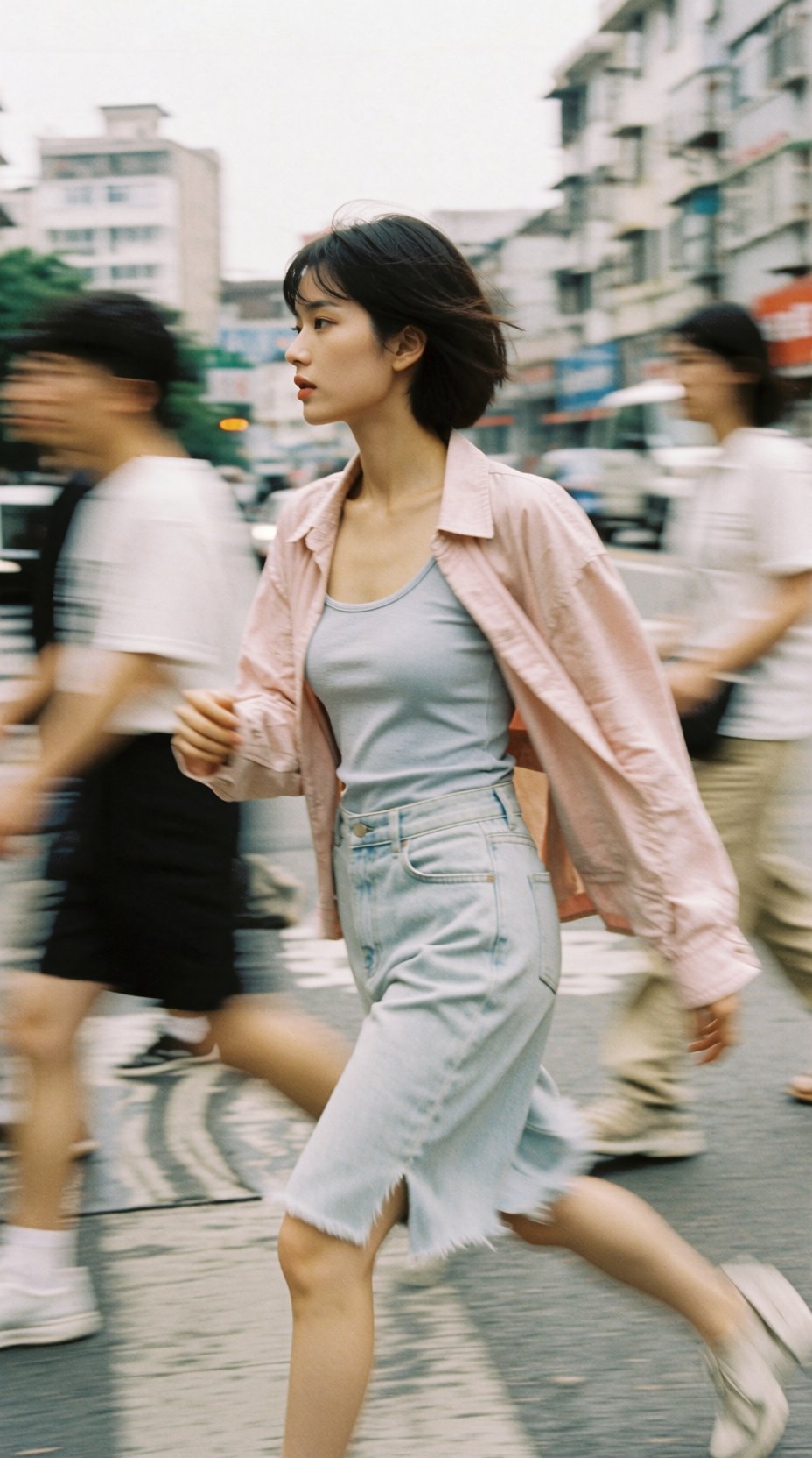 Cinematic street photography,  stylish young,  woman in motion by Singuen on Tensor.Art