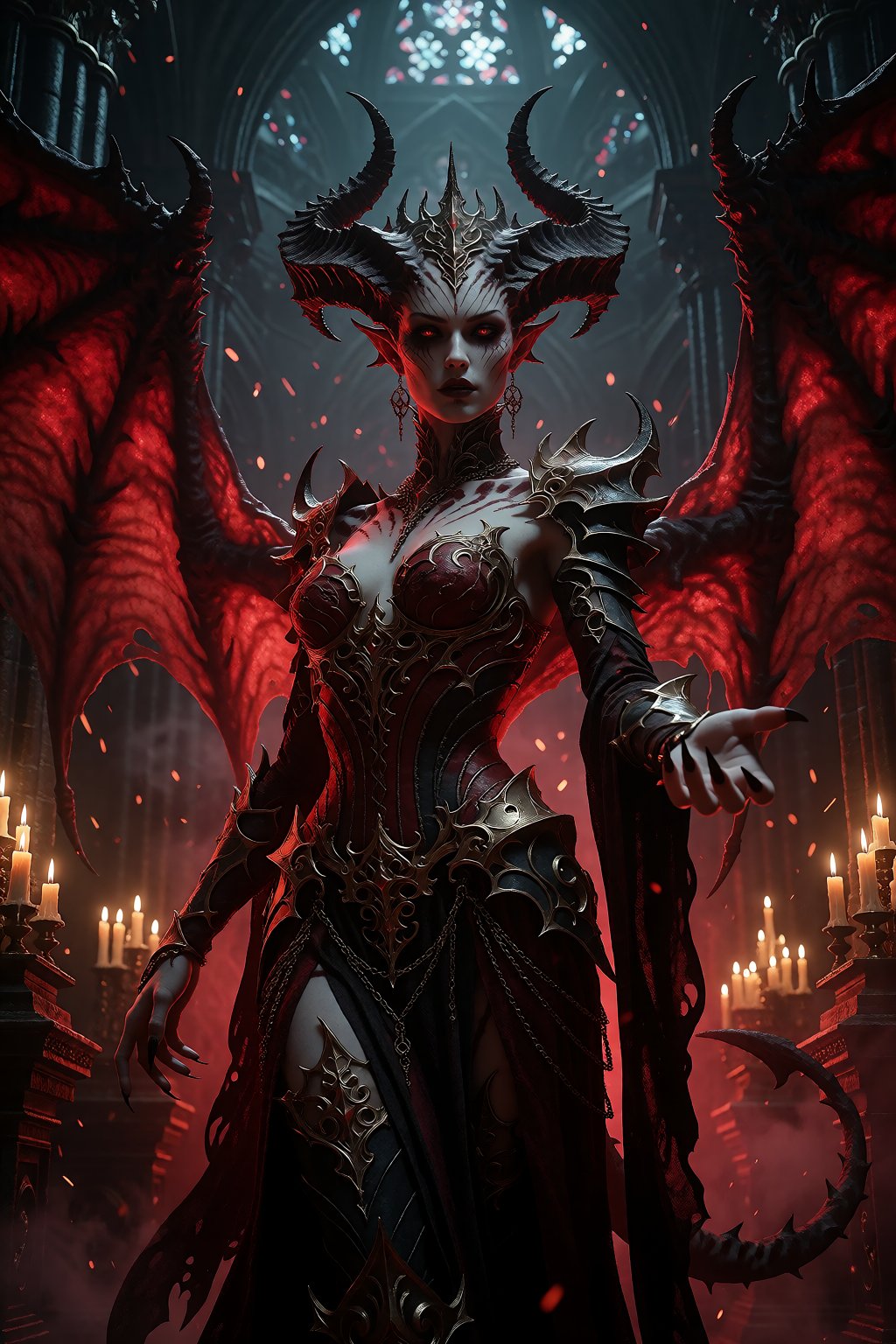 A hyper-realistic,  cinematic full-body portrait of Lilith,  game art by NukeA.I on Tensor.Art