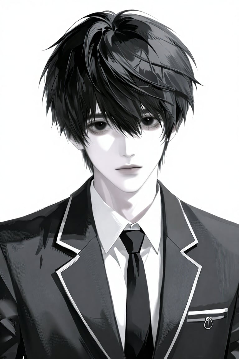 A young,  beautiful,  and fair skinned handsome man in a male Japanese highschool uniform. porcelain gothic by amesugary o...