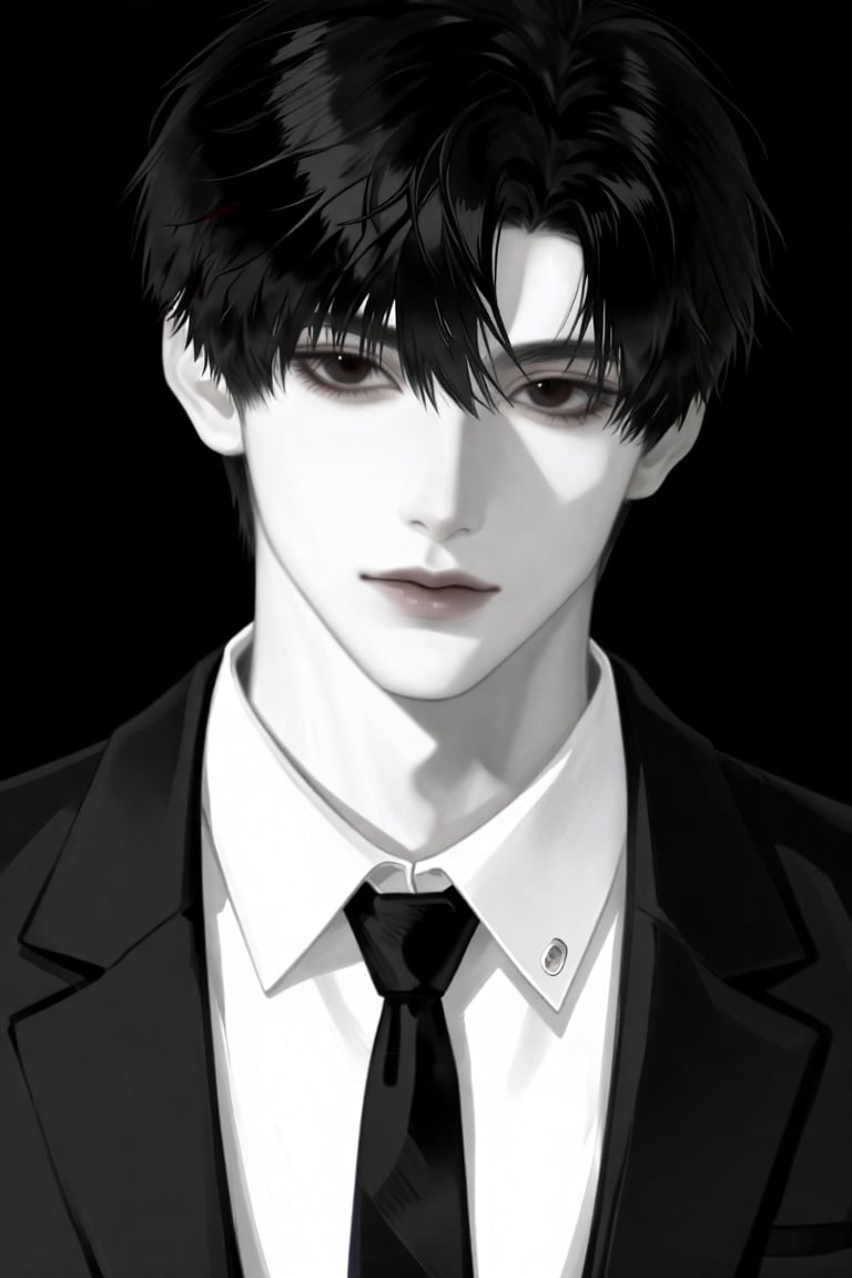 A young,  beautiful,  and fair skinned handsome man in a male Japanese highschool uniform. porcelain gothic by amesugary o...