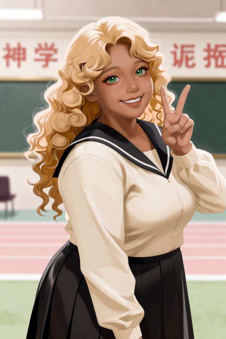 A young,  beautiful,  and curvaceous girl with striking curled blonde hair by amesugary on Tensor.Art