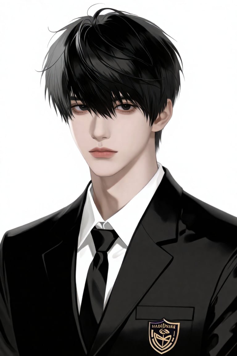 A young,  beautiful,  and fair skinned male beauty in a male Japanese highschool uniform. porcelain gothic by amesugary on...