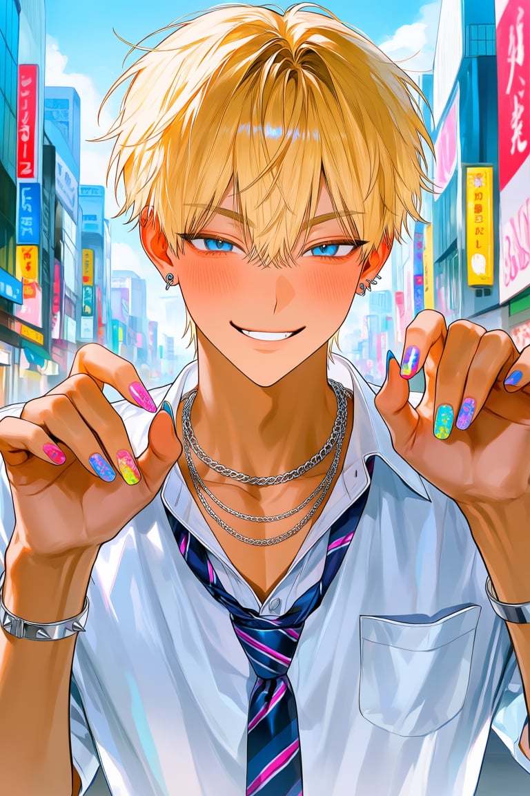 1boy,  gyaruo bishounen,  tanned skin by amesugary on Tensor.Art