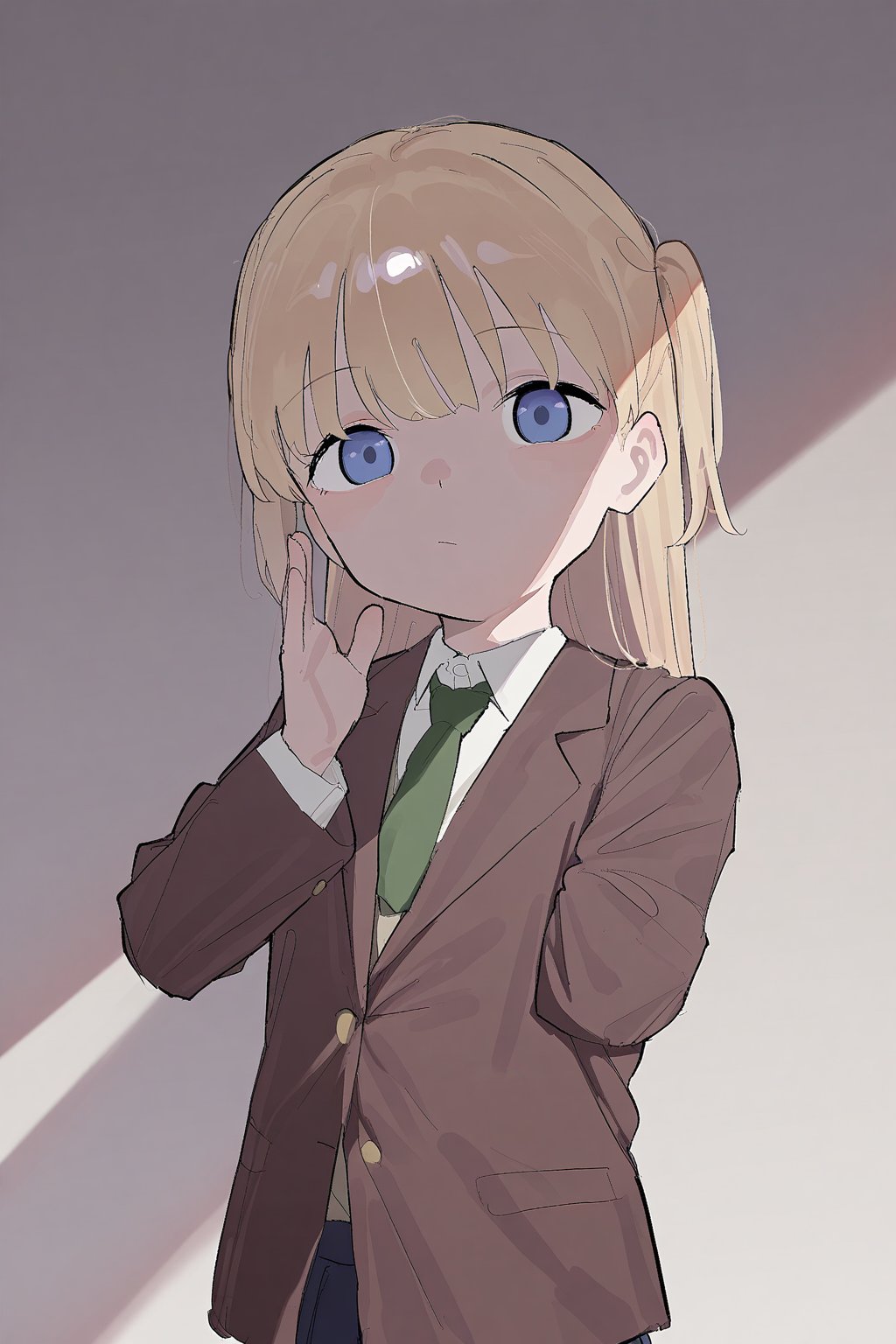 (HealthyManArt,  loli),  1girl with blonde hair and blue eyes in a cute solo pose by MasteRaccoonMan on Tensor.Art
