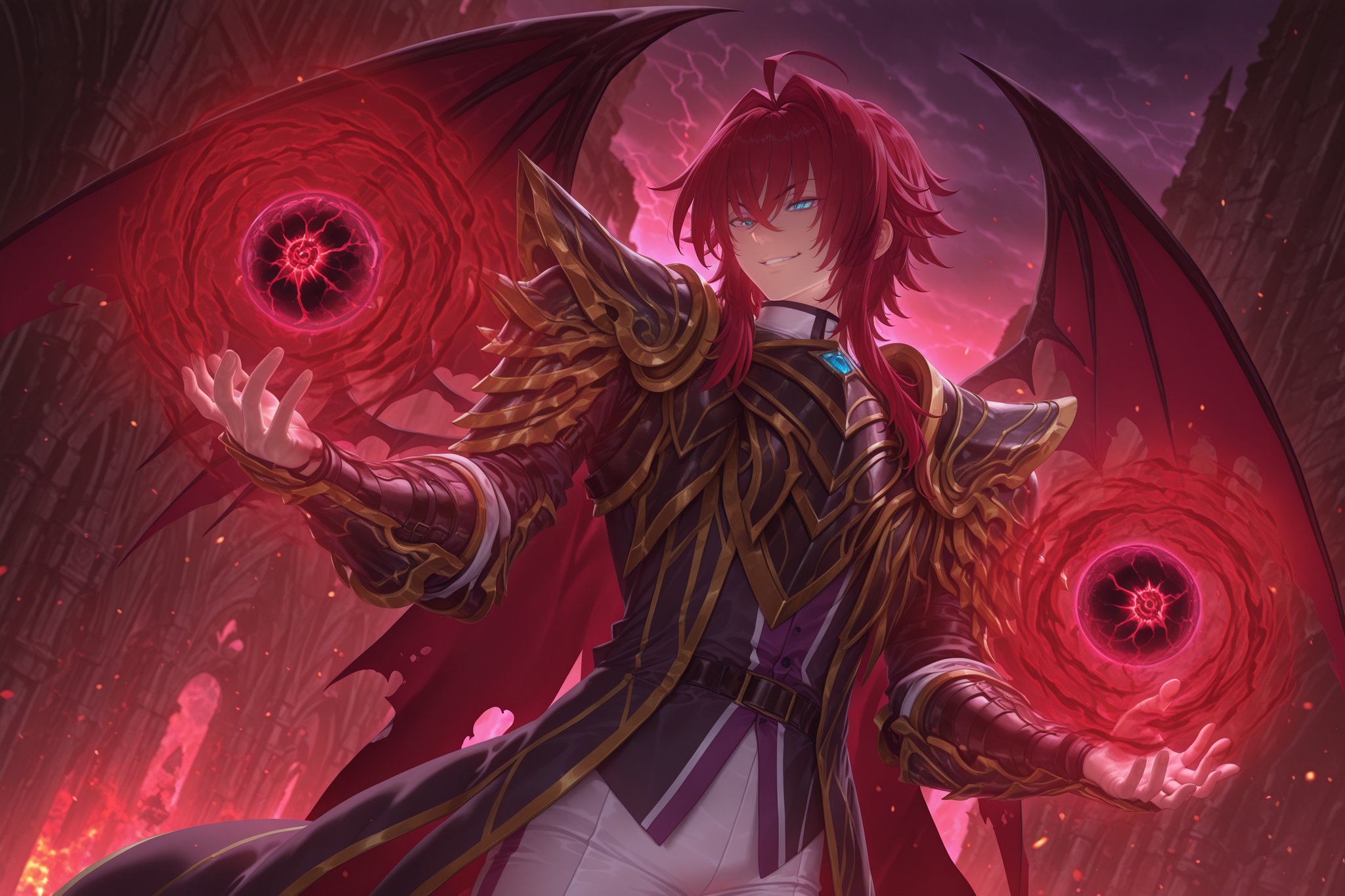 sirzechs_lucifer_illxl,  sirzechs lucifer,  long red hair by Darkwubs on Tensor.Art