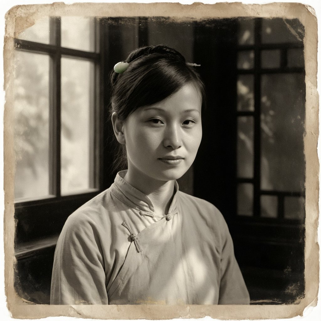 小美,  湿版火棉胶银盐肖像,  晚清江南仕女半身肖像 by 闺蜜 on Tensor.Art