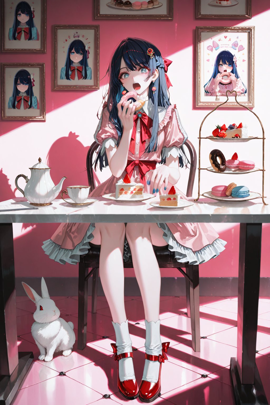 Ai Hoshino (Oshi no Ko)​ ,  purple-black long hair,  star-shaped blue eyes by YUEYUEAI月月AI on Tensor.Art