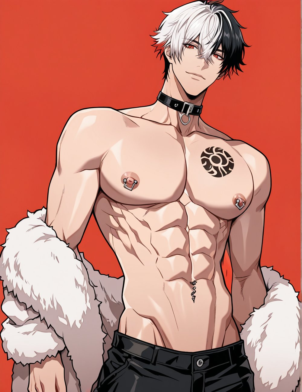 boy,  bishounen,  red background by TheBaraLover on Tensor.Art