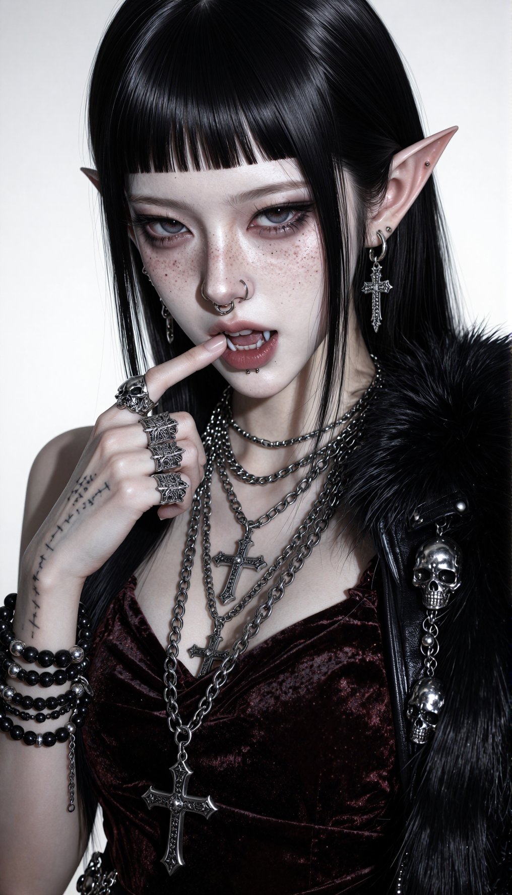 close-up portrait,  hyper-realistic dark elf woman,  striking doll-like features by nearme on Tensor.Art