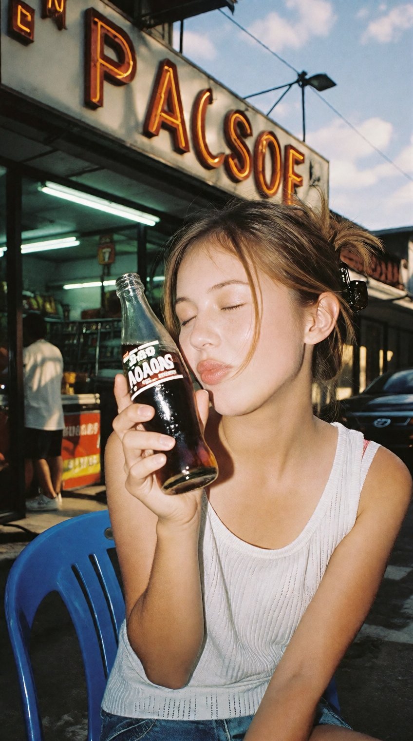 Raw candid film snapshot,  1990s summer nostalgia,  vintage disposable camera aesthetic by patrik 🐈 on Tensor.Art
