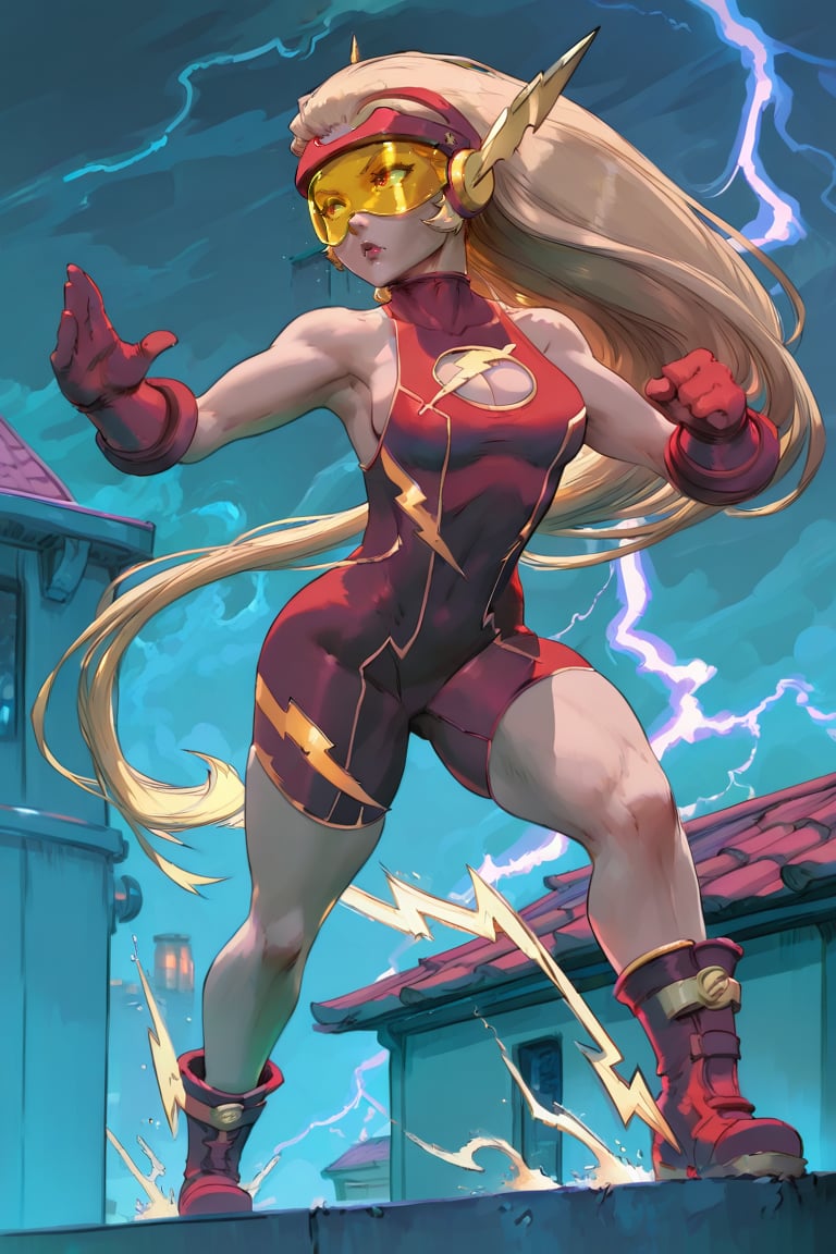 The Flash Ame,  Red singlet With yellow trim,  cleavage cutout by san on Tensor.Art