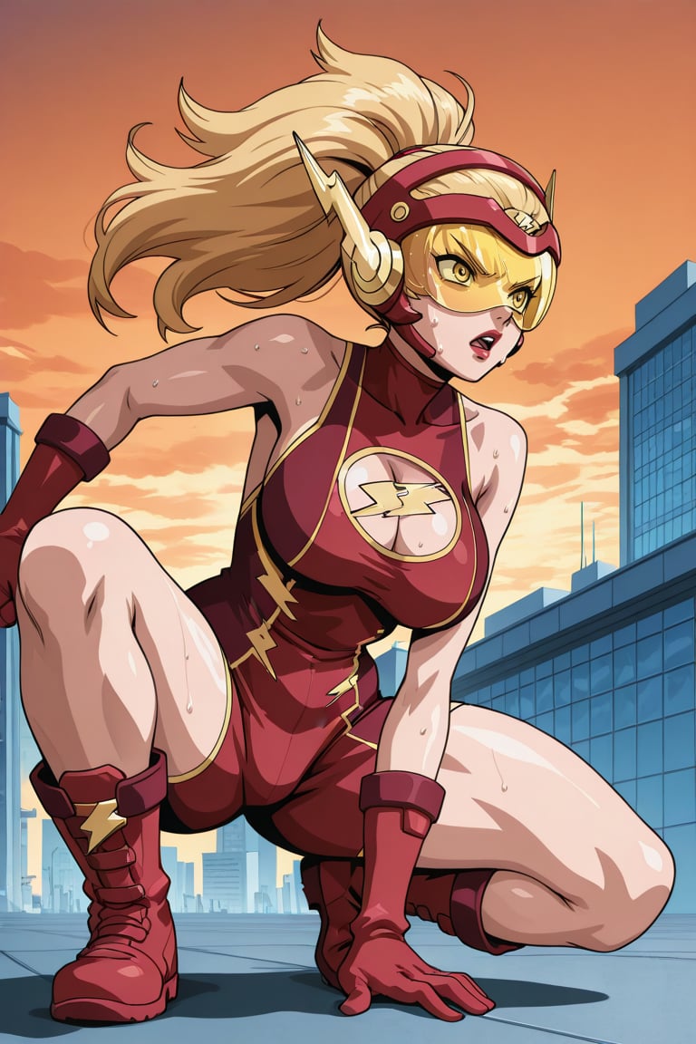 The Flash Ame,  Red singlet With yellow trim,  cleavage cutout by san on Tensor.Art
