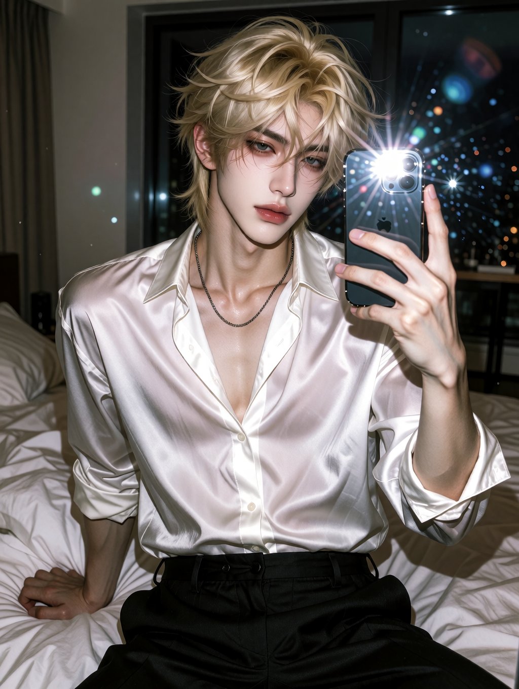 A highly detailed photorealistic portrait of a stunningly handsome young man in his early 20s with delicate East Asian fea...